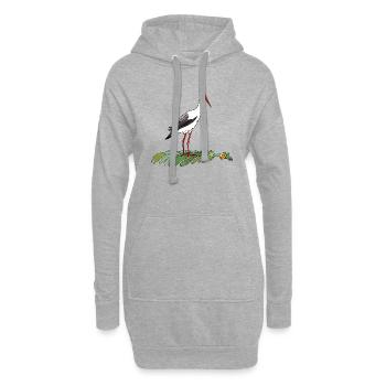 Vögel - Hoodie-Kleid - Grau meliert - Vorne