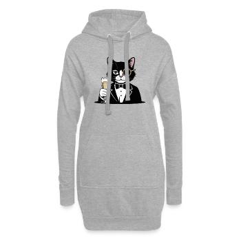 Ein Gentleman-Kater mit einem Glas und einem Monokel. - Hoodie-Kleid - Grau meliert - Vorne