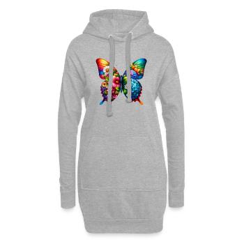 Bunter Schmetterling, von der Natur inspirierte Sommerstimmungen - Hoodie-Kleid - Grau meliert - Vorne