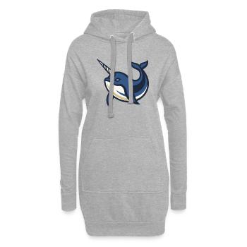 Narwal-Ozean-Horn - Hoodie-Kleid - Grau meliert - Vorne