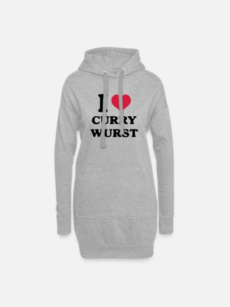 Currywurst i love - Hoodie-Kleid - Grau meliert