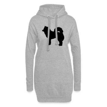 Hund - Eurasier - Hoodie-Kleid - Grau meliert - Vorne