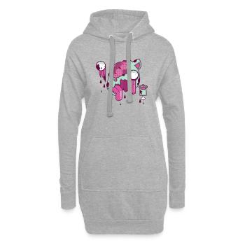 Spencer le chat - Sweat-shirt à capuche long Femme - gris chiné - Devant