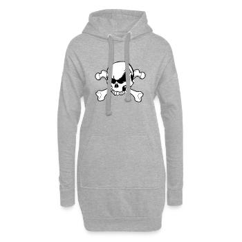 Schädel Totenkopf - Hoodie-Kleid - Grau meliert - Vorne