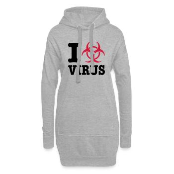 I Love Virus - Sweat-shirt à capuche long Femme - gris chiné - Devant
