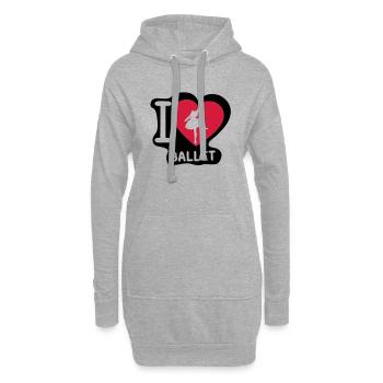 love coeur heart danseuse ballet dancer1 - Sweat-shirt à capuche long Femme - gris chiné - Devant