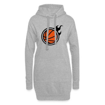 Basketball mit Flammen - Hoodie-Kleid - Grau meliert - Vorne