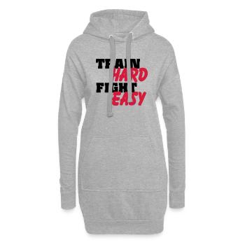 Train hard, fight easy - Sweat-shirt à capuche long Femme - gris chiné - Devant