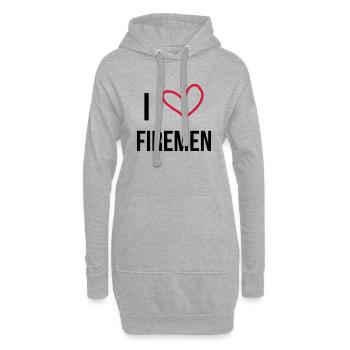 Pompier / Feu / Sécurité / Pompière / Urgences - Sweat-shirt à capuche long Femme - gris chiné - Devant