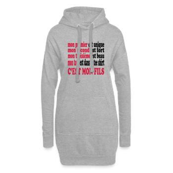 Mon fils est beau - Hoodie-Kleid - Grau meliert - Vorne