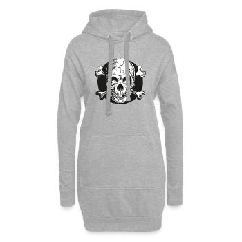 Totenkopf - Hoodie-Kleid - Grau meliert - Vorne