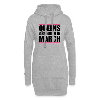 queens born in march design - Hoodie-Kleid - Grau meliert - Vorne