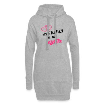 my family my team - Hoodie-Kleid - Grau meliert - Vorne