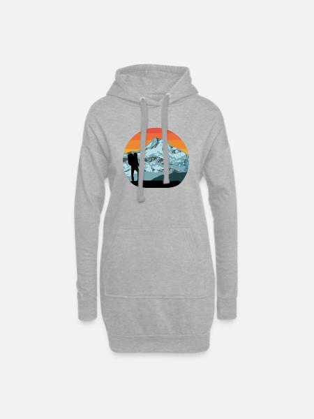Randonneurs - montagnes - montagnes - randonneurs - vintage - Sweat-shirt à capuche long Femme - gris chiné