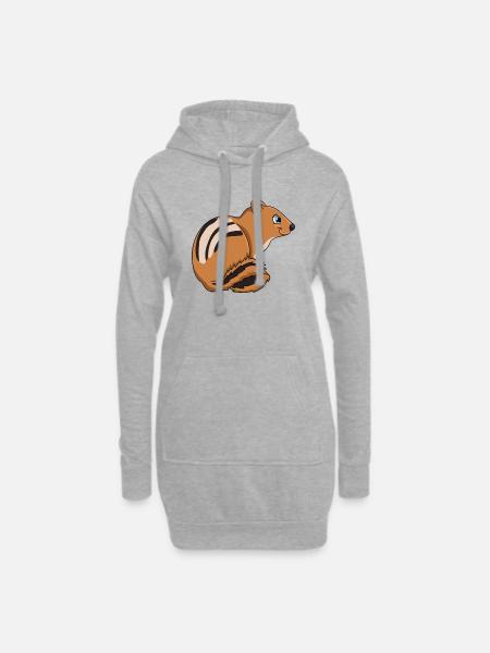 Streifenhörnchen - Hoodie-Kleid - Grau meliert