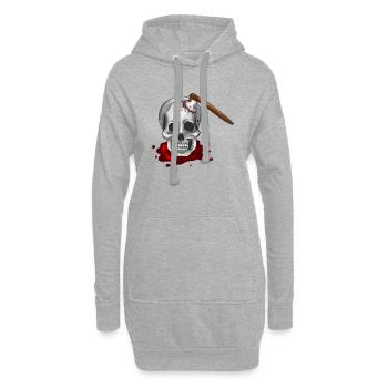 Totenkopf mit Axt - Hoodie-Kleid - Grau meliert - Vorne