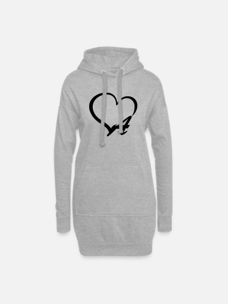 Herz Buchstabe A - Hoodie-Kleid - Grau meliert