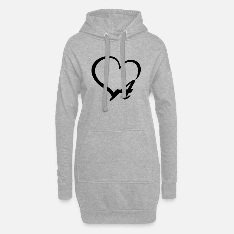 Herz Buchstabe A - Hoodie-Kleid - Grau meliert