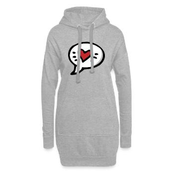 Hab dich lieb - Love you - Sprechblase mit Herz - Hoodie-Kleid - Grau meliert - Vorne
