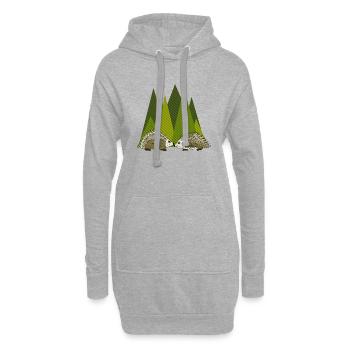 Hérissons - Sweat-shirt à capuche long Femme - gris chiné - Devant