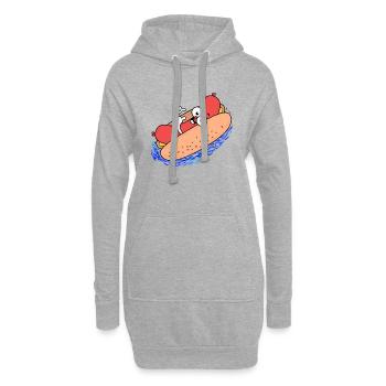 Hot Dog Été - Sweat-shirt à capuche long Femme - gris chiné - Devant