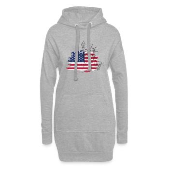 USA - Sweat-shirt à capuche long Femme - gris chiné - Devant