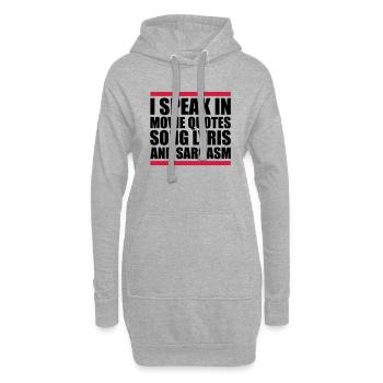 parler des paroles et du sarcasme - Sweat-shirt à capuche long Femme - gris chiné - Devant