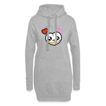 sac thé coeur couleurs - Sweat-shirt à capuche long Femme - gris chiné - Devant