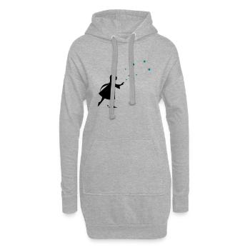 Fille et stars - Sweat-shirt à capuche long Femme - gris chiné - Devant