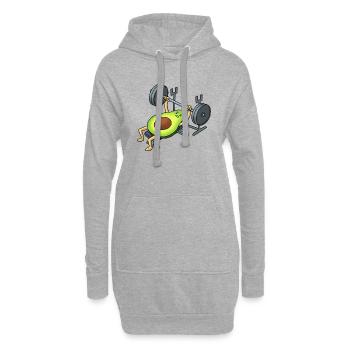 Avocado am Bankdrücke - Cartoon Style - Hoodie-Kleid - Grau meliert - Vorne