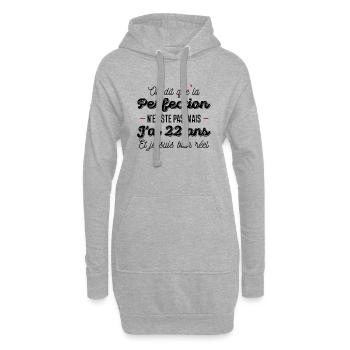 22 ans de perfection / cadeau anniversaire 22 ans - Sweat-shirt à capuche long Femme - gris chiné - Devant