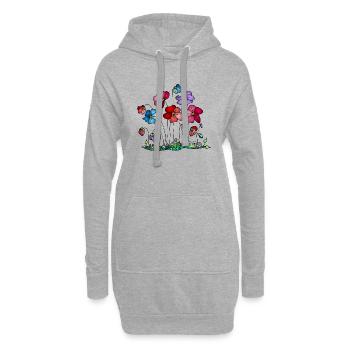 Fleur - Sweat-shirt à capuche long Femme - gris chiné - Devant