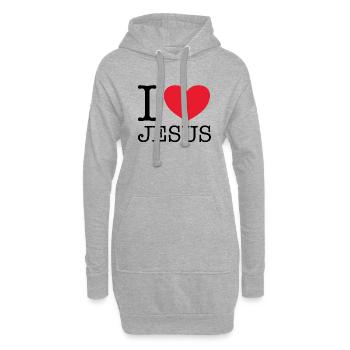 Jésus-Christ de Nazareth Foi J’aime Jésus - Sweat-shirt à capuche long Femme - gris chiné - Devant