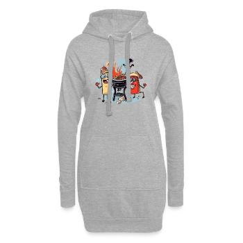 Bili et Bilo au Barbecue - Sweat-shirt à capuche long Femme - gris chiné - Devant