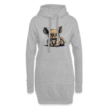 Mikili le streum - Sweat-shirt à capuche long Femme - gris chiné - Devant