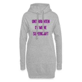 Unterrichten - Meine Superkraft! - Hoodie-Kleid - Grau meliert - Vorne