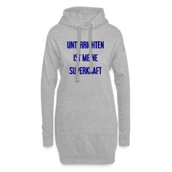 Unterrichten - Meine Superkraft! - Hoodie-Kleid - Grau meliert - Vorne