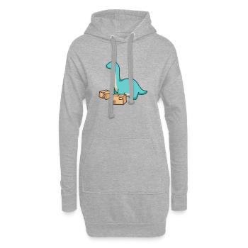 hugadino Dino Transporteur de colis, Dinosaure mignon - Sweat-shirt à capuche long Femme - gris chiné - Devant