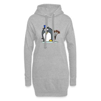 Pinguin als Bräutigam - Hoodie-Kleid - Grau meliert - Vorne