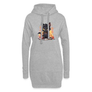 Japan Kitty - Hoodie-Kleid - Grau meliert - Vorne
