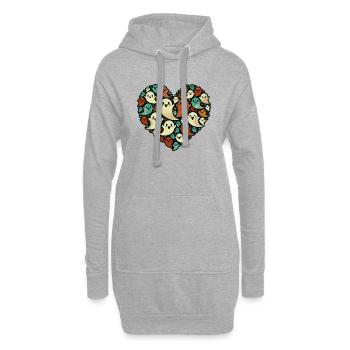 Vintage Ghost Heart T-Shirt - Hoodie-Kleid - Grau meliert - Vorne