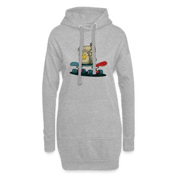 Skateboard et sac à dos - Sweat-shirt à capuche long Femme - gris chiné - Devant