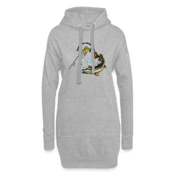 Angeln ist einfach toll - Hoodie-Kleid - Grau meliert - Vorne