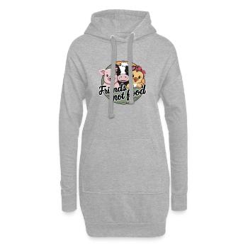Freunde kein Fressen Essen Vegetarisch - Hoodie-Kleid - Grau meliert - Vorne