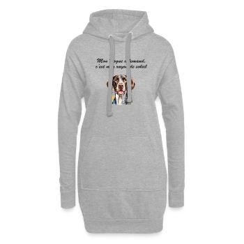 Dogue allemand rayon de soleil - Sweat-shirt à capuche long Femme - gris chiné - Devant