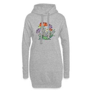Fleur - Sweat-shirt à capuche long Femme - gris chiné - Devant