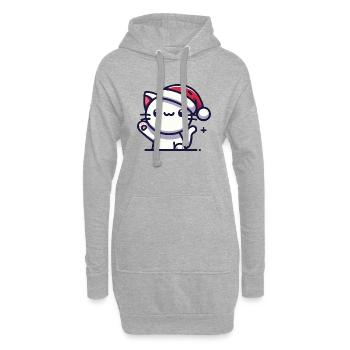 Chat au chapeau de Père Noël - Sweat-shirt à capuche long Femme - gris chiné - Devant