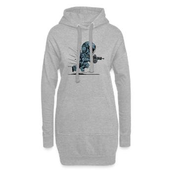 kleiner süsser futuristicher soldat springend - Hoodie-Kleid - Grau meliert - Vorne