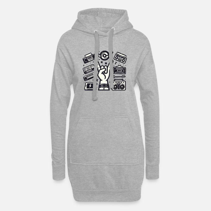 Rockmusik-Ikonen - Hoodie-Kleid - Grau meliert