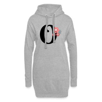 Letter o minimalistische Blumen - Hoodie-Kleid - Grau meliert - Vorne